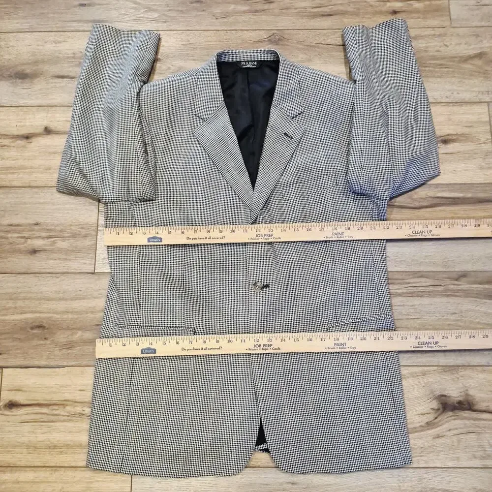 Jos A Bank Sport Coat Mens 44R Black White Houndstooth Blazer Classic 3 Button